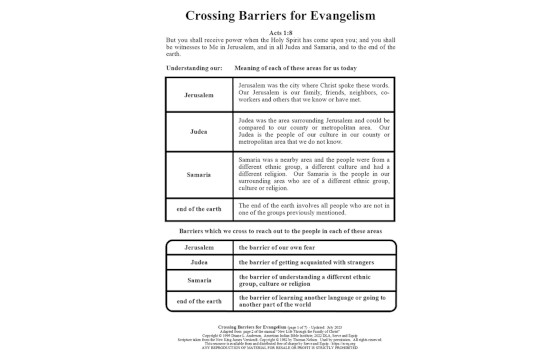 Crossing Barriers for Evangelism